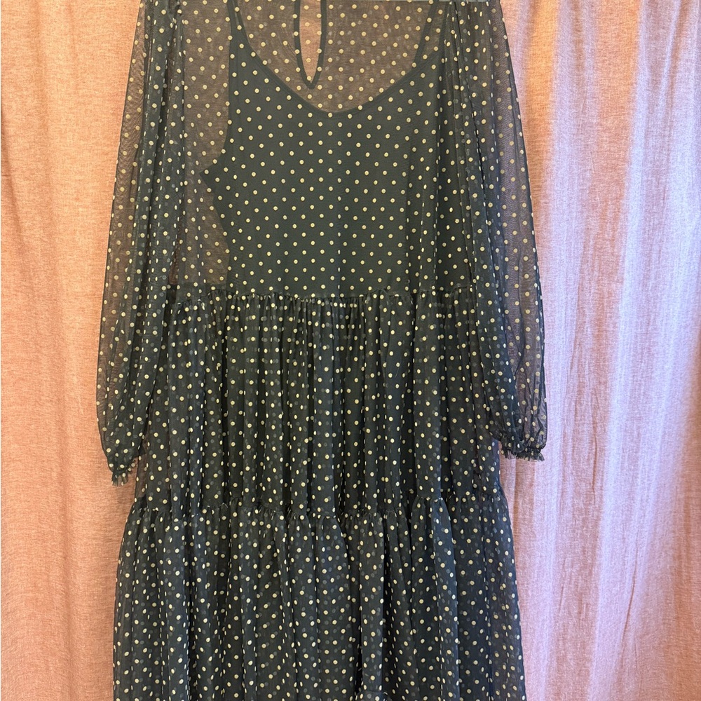 H&M Black and White Polka Dot Long Sleeve Dress